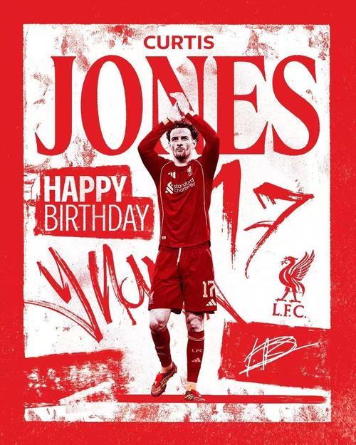 柯蒂斯-琼斯迎25岁生日，利物浦官方社媒为其送上生日祝福